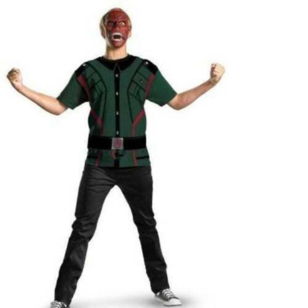 Captain America Red Skull Halloween Costume XL Villian Shirt & Mask Mens 2 Pc